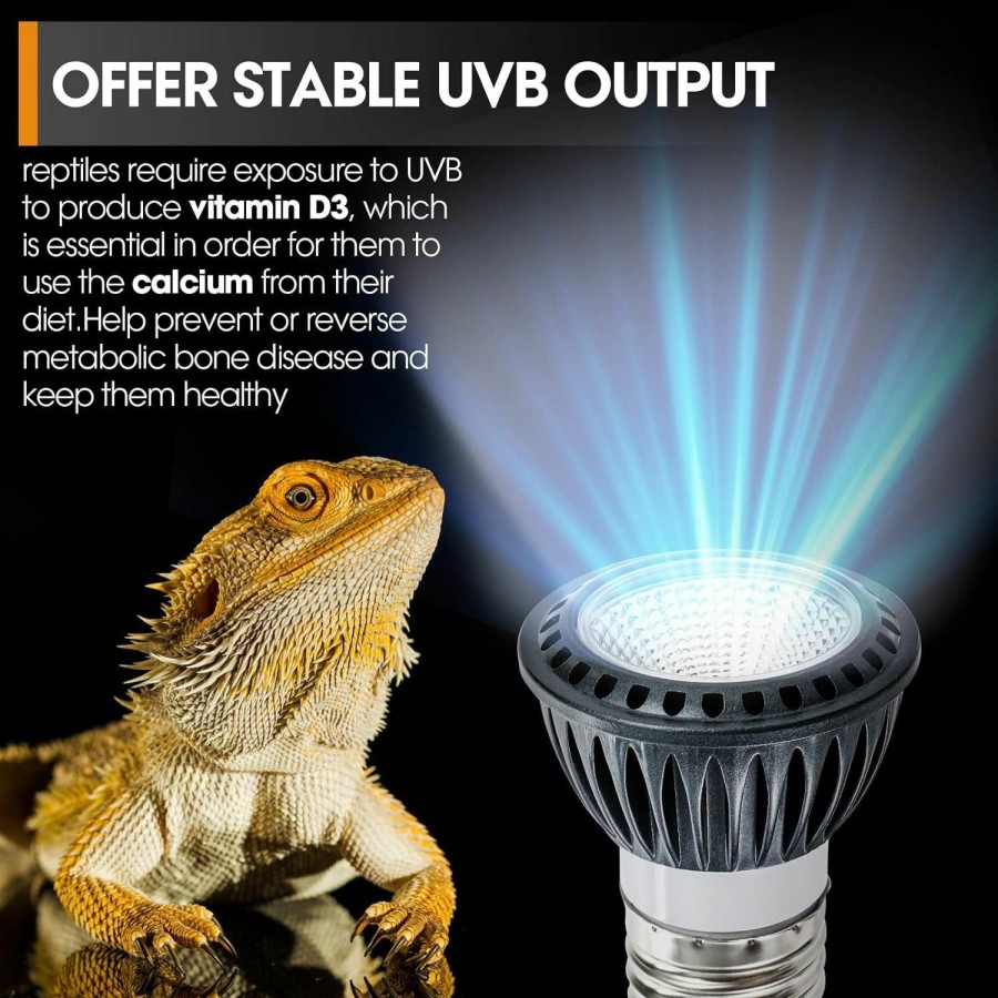 Reptiles & Amphibian GeeKoit | Geekoit Premium High-Intensity Uvb Reptile Light For Optimal Calcium Metabolism,5-Watt 10.0 Desert Uvb Light Ideal For Desert-Dwelling Reptiles Bearded Dragons Tortoises (Desert 10.0 Uvb)