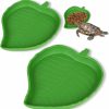 Reptiles & Amphibian salbsever | 2 Pcs Turtle Water Bowl Reptile Bowls Reptile Food Dish Leaf Shape Turtle Bowl Reptile Food Water Bowl Reptile Plate Dish Drinking Bowl Flat Drinking Bowl Water Plate For Crawl Pet