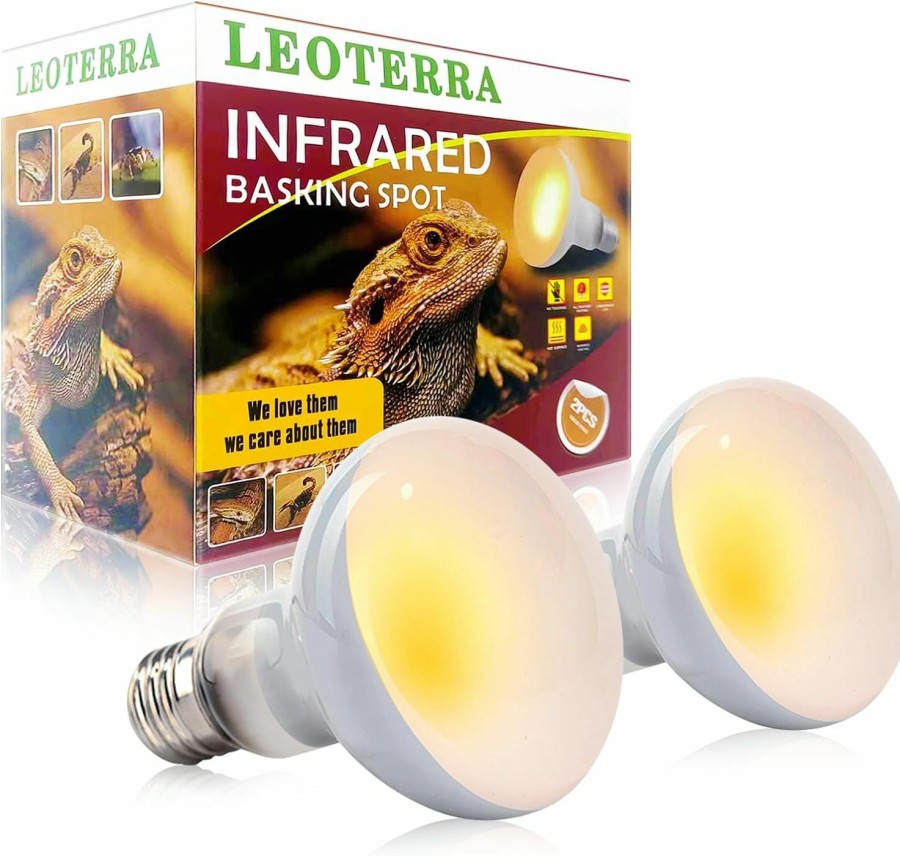 Reptiles & Amphibian Leoterra | Leoterra 100W Night Red Incandescent Heat Lamp Bulbs Infrared Heat Lamp Bulb (Pack Of 2) For Reptile Habitat,Reptiles,Turtle,Bearded Dargon,Lizard,Snakes Night Use,Easy To Install, Long Lasting