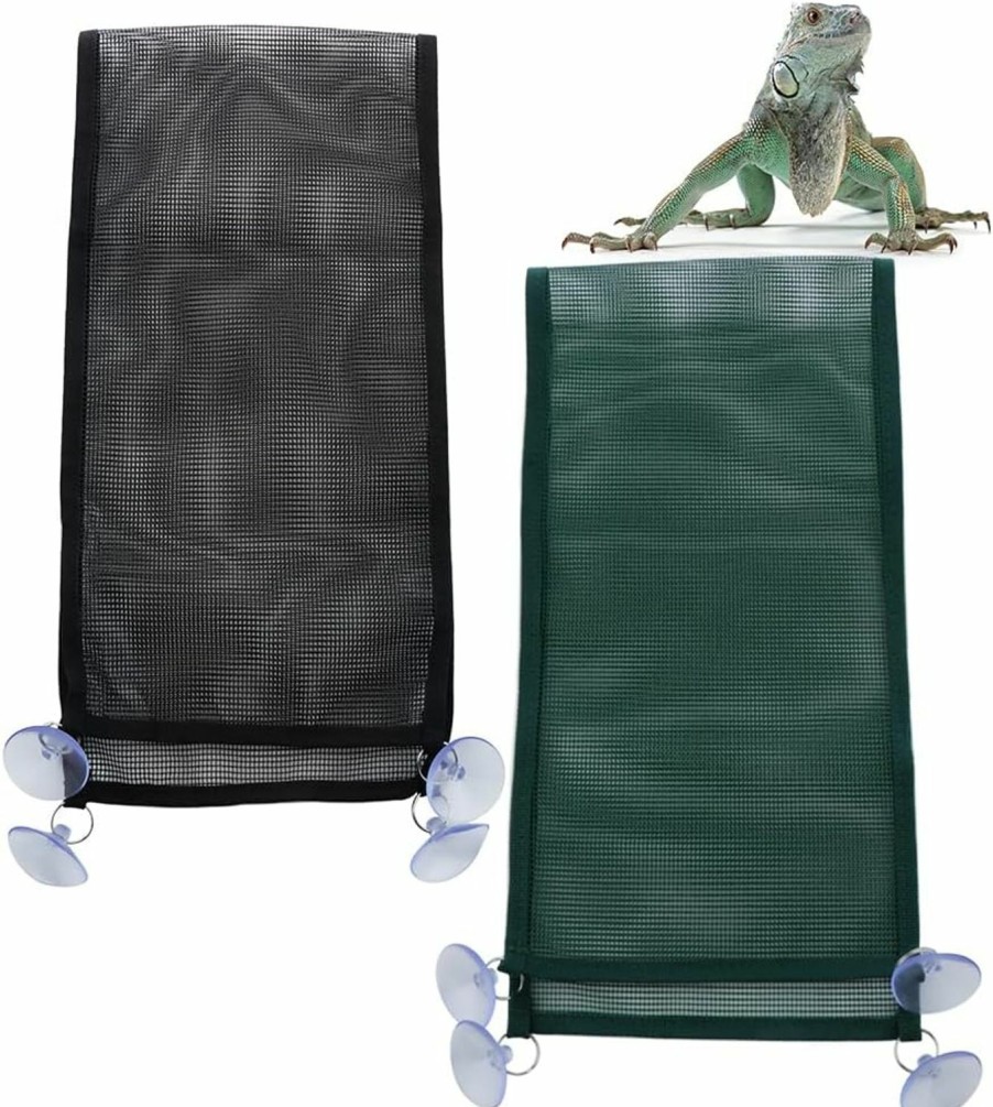 Reptiles & Amphibian DQITJ | Dqitj 2 Pcs Reptile Hammock Chameleon With Suction Cup Snake Accessories Geckos Swing Climbing Net (Black And Green)