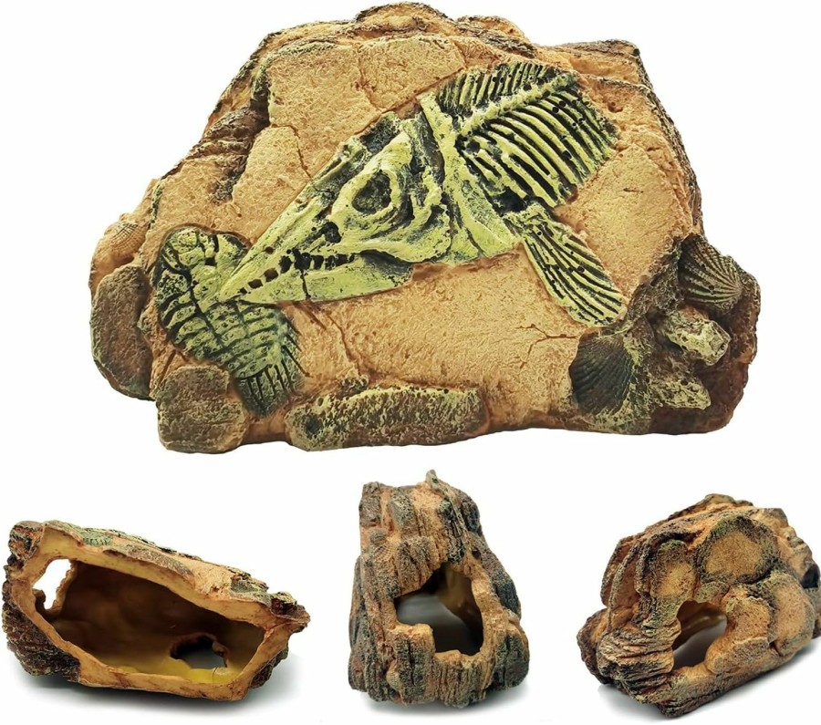 Reptiles & Amphibian Hamiledyi | Hamiledyi Reptile Hideout Cave,Lizard Resin Rock Hiding Cave,Reptile Habitat Terrarium Decoration For Leopard Gecko Cichlids Spiders Lizards Hermit Crabs