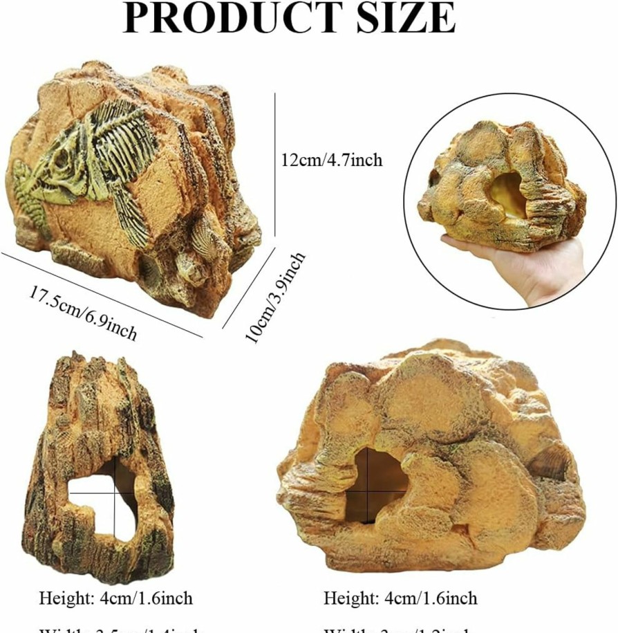 Reptiles & Amphibian Hamiledyi | Hamiledyi Reptile Hideout Cave,Lizard Resin Rock Hiding Cave,Reptile Habitat Terrarium Decoration For Leopard Gecko Cichlids Spiders Lizards Hermit Crabs