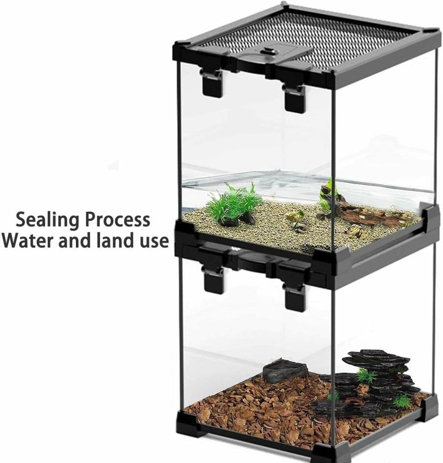 Reptiles & Amphibian PINVNBY | Mini Reptile Glass Terrarium Tank 7.9\"X7.9\"X5.7\" Micro Habitat Terrarium Enclosure Amphibians Tank Cage Full View Visually Appealing For Small Reptiles, Amphibians, Spiders And Other Invertebrates