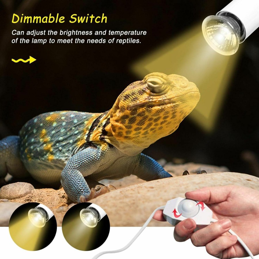 Reptiles & Amphibian WUHOSTAM | Wuhostam Dimmable 1-Pack White Adjustable Reptile Clamp Heat Lamp Fixture Holder With 3-Pack 30W Sun Basking Spot Lamp,Flexible Clamp Lamp Stand With Clip For Aquarium, Reptiles,Lizard, Turtle, Snake