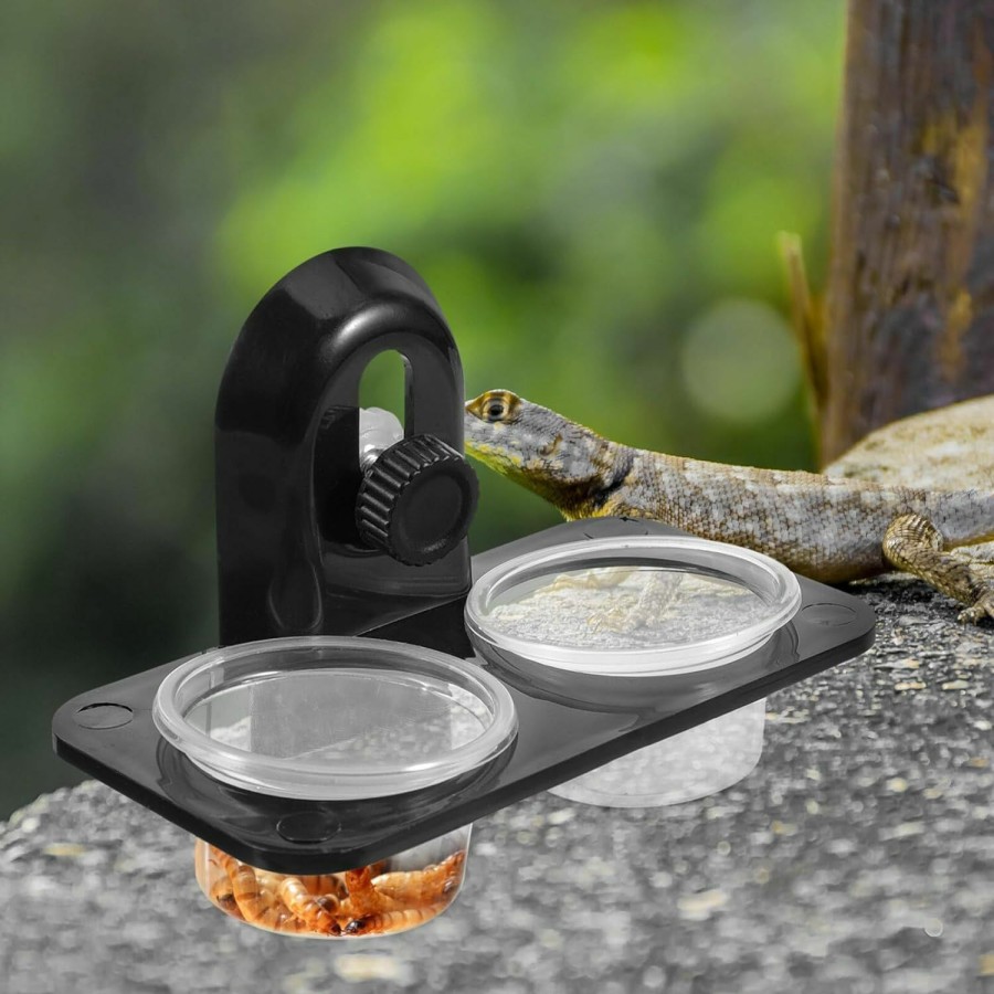 Reptiles & Amphibian POPETPOP | Popetpop Gecko Feeder Ledge - Gecko Feeding Cups Reptile Feeder Reptile Water Bowl Gecko Feeding Ledge Reptile Food Bowls And Water Dish For Lizard Tortoise (Screw Type)