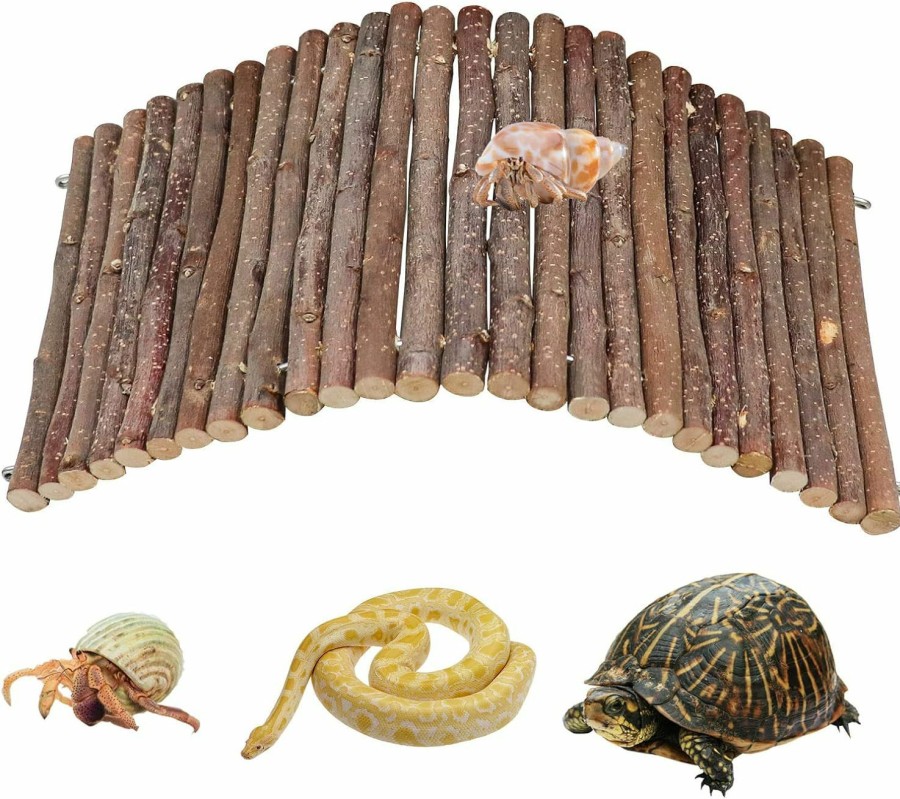 Reptiles & Amphibian Dnoifne | Hermit Crab Climbing Toys, Wooden Hermit Crab Hideout, Reptile Tank Habitat Decor, Bendable Ladder Bridge Tunnel Toys For Lizard Chameleon Hamster Rats Chinchilla Guinea Pig Rabbit Bearded Dragon