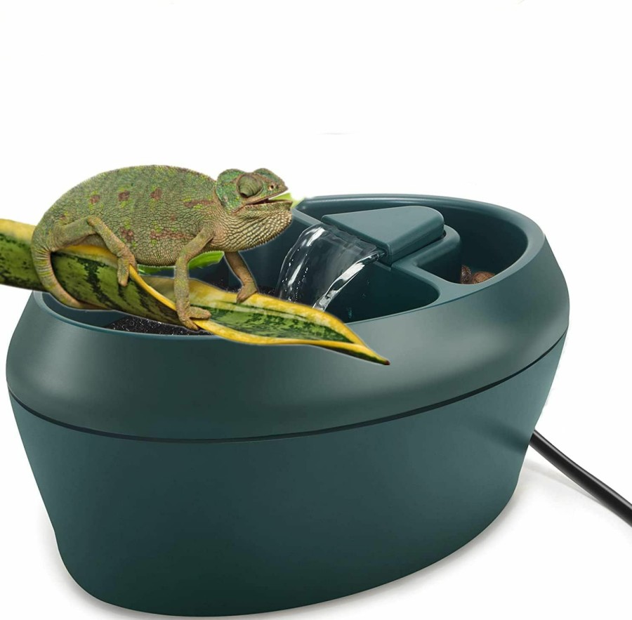 Reptiles & Amphibian MIDOGAT | Midogat 2 In 1 Reptile Water Dispenser With Treats Trough Chameleon Water Fountain Lizard Drinker Provided Flowing Water For Turtle Snake Spider Frog Gecko