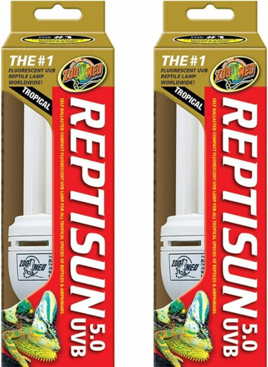 Reptiles & Amphibian Zoo Med | (2 Pack) Zoo Med Reptisun 5.0 Compact Fluorescent Lamps - 26W