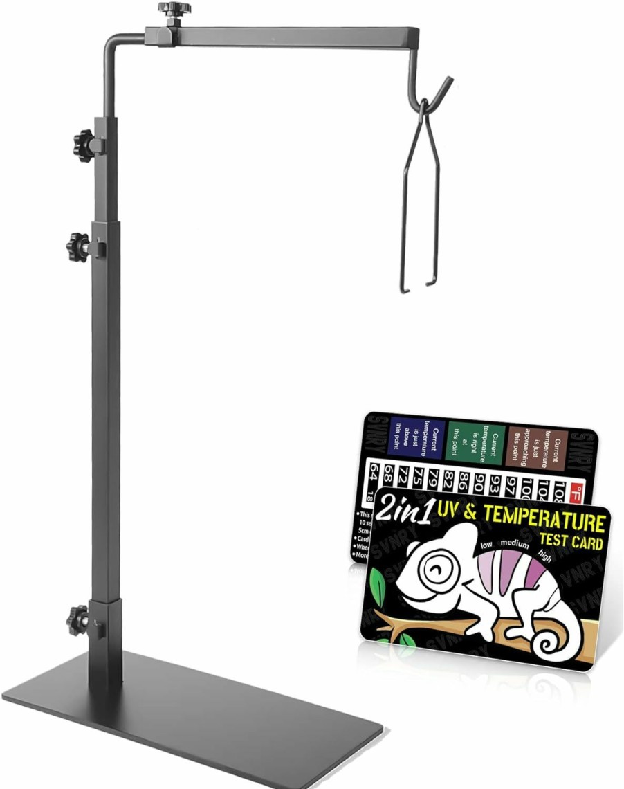 Reptiles & Amphibian AUAAQ | Reptile Metal Lamp Stand And 2In1 Uv Test Card, Adjustable 15-37 Inch Metal Light Stand Floor Lamp Holder Heating Light Bracket Light Hanger For Fixing Porcelain, Deep Dome Or Wire Clamp Lamp Fixtures