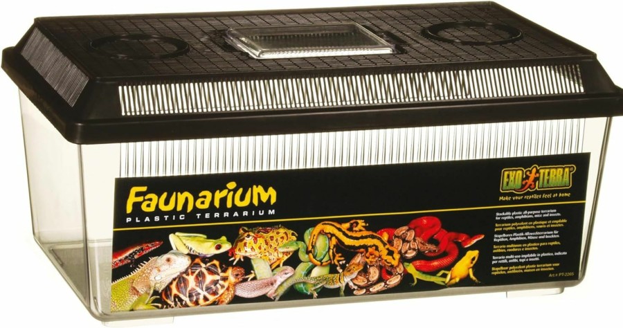 Reptiles & Amphibian Exo Terra | Exo Terra Faunarium, Flat Home, Plastic Reptile Terrarium, Medium (Pack Of 1), Pt2300