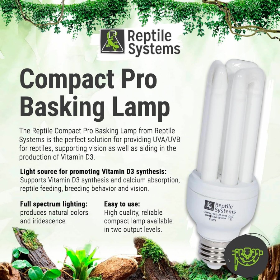 Reptiles & Amphibian Reptile Systems | Reptile Systems Reptile Compact Pro Basking Lamp Ferguson Zone 3 Lamp: 12% Uvb, Desert Full Spectrum Uva & Uvb Amphibian & Reptile Lighting 6.69 Inch Fixture 23 Watts