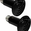 Reptiles & Amphibian FIVEAGE | Fiveage Ceramic Heat Emitter 80W Che Bulb Reptile Heat Lamp No Light Emitted Pet Brooder Coop Heater Heat Bulb For Amphibian Pet&Incubating Chicken Tortoise Aquarium Black-2 Pack