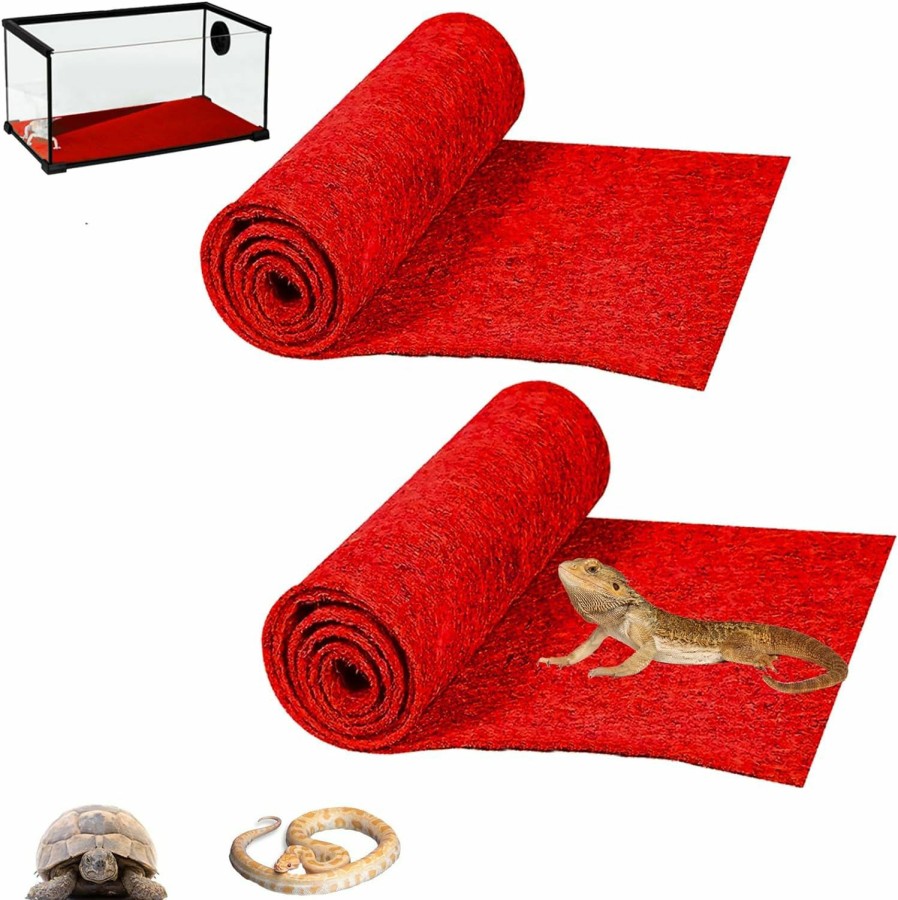 Reptiles & Amphibian HERCOCCI | Hercocci 2 Pack Reptile Carpet, 39'' X 20'' Terrarium Bedding Substrate Liner Reptile Cage Mat Tank Accessories For Bearded Dragon Lizard Tortoise Leopard Gecko Snake (Green)