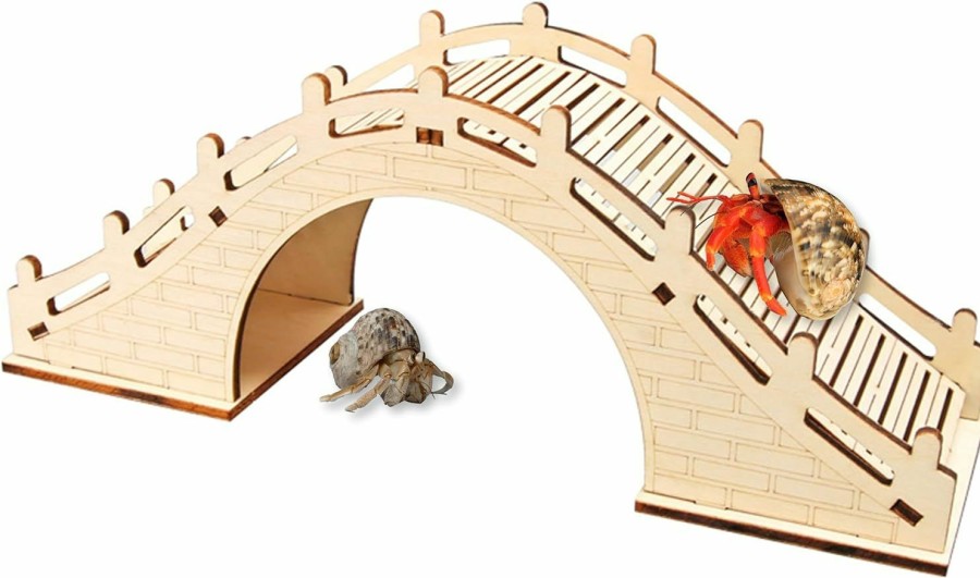 Reptiles & Amphibian JINGHANGER | Hermit Crabs Climbing Bridge, Wooden Hermit Crab Climibing Toys, Hermit Crab Hideout With Ramp, Aquarium Tank Accessory Small Animals Cage Accessory, Habitat For Hermit Crab Hamster Rat Reptile