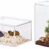 Reptiles & Amphibian Yitokmc | 2 Pack Acrylic Reptile Terrarium Insect Tarantula Enclosure Tank Snail Spider Habitat Cage Mini Critter Keeper Insect Carrier Transparent Reptile Isopods Lizards Roach Invertebrates Insect Feeding Box