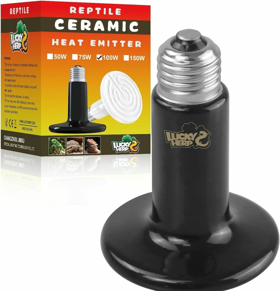 Reptiles & Amphibian LUCKY HERP | Lucky Herp 100W Ceramic Heat Emitter, 1 Pack Reptile Heat Bulbs, Ceramic Heat Lamp For Reptiles And Amphibian, Chicken, Dog, Cat