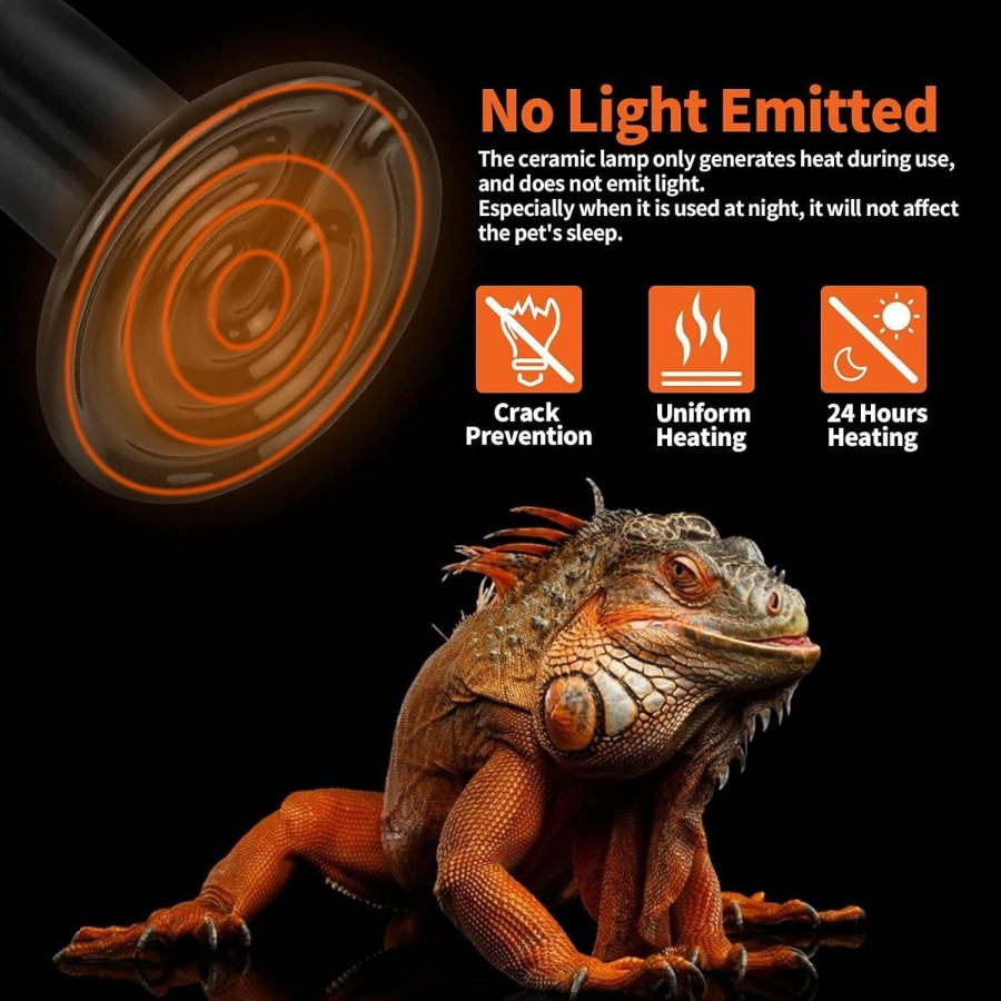 Reptiles & Amphibian LUCKY HERP | Lucky Herp 150W Ceramic Reptile Heat Lamp, Reptile Heat Emitter Bulbs 1 Pack, Heat Bulb For Reptile & Amphibian, Brooder Coop, Snake, Turtle, Lizard