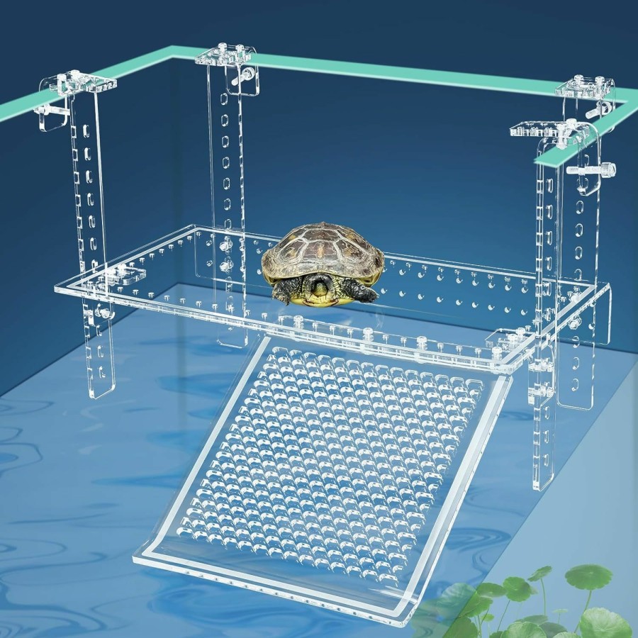 Reptiles & Amphibian Wedoelsim | Wedoelsim 15\" Hanging Turtle Dock Turtle Tank Accessories Adjustable, Large Basking Platform With Freely Installable Climbing Ramps For Aquatic Turtles Sturdy, Wobble-Free Design In Acrylic Material