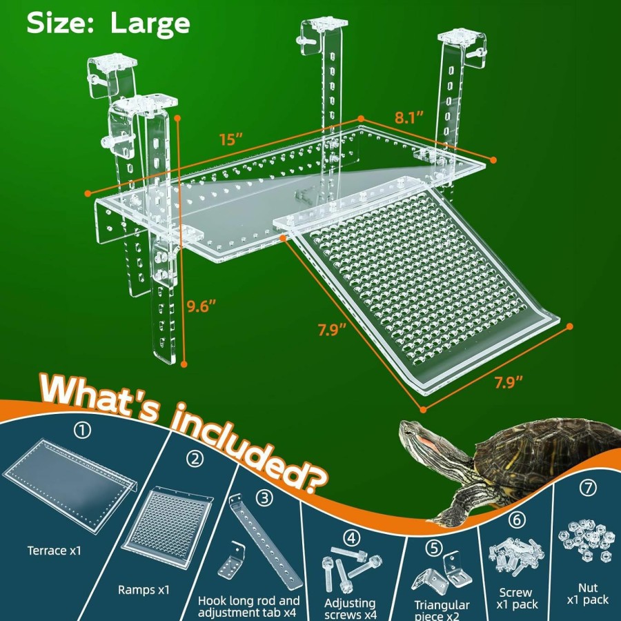 Reptiles & Amphibian Wedoelsim | Wedoelsim 15\" Hanging Turtle Dock Turtle Tank Accessories Adjustable, Large Basking Platform With Freely Installable Climbing Ramps For Aquatic Turtles Sturdy, Wobble-Free Design In Acrylic Material