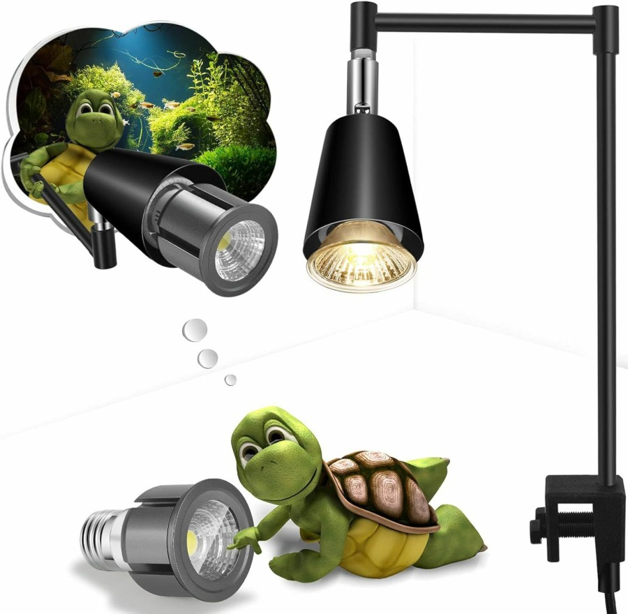 Reptiles & Amphibian Fischuel | Fischuel Flexible Heating Lamp Uvb Lamp With Clamp Fixtures, Reptile And Aquarium, Terrarium And Vivarium Basking Lamps And Spotlight, Comes With 3 Bulbs(Two 50W Uvb Bulb & Spotlight Bulb)(E27,110V)