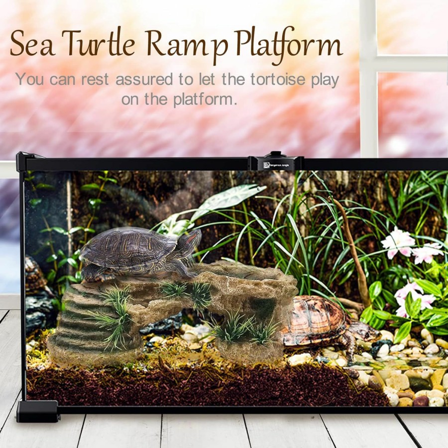 Reptiles & Amphibian Hamiledyi | Hamiledyi Turtles Basking Platform 3Pcs Resin Bearded Dragons Climbing Step Ramp Tortoise Resting Dock Rock Hideout With Feeder Bowls For Reptile Lizards Chameleons Geckos Frogs Newts Snakes