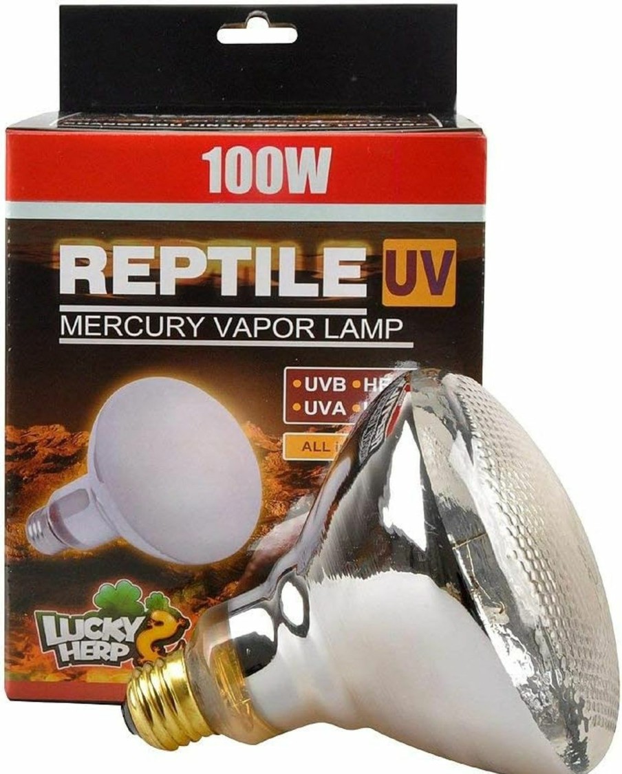 Reptiles & Amphibian LUCKY HERP | Lucky Herp Reptile Uva Uvb Mercury Vapor Bulb Lamp,Screw Thread,Par38,100 Watt (Clear)