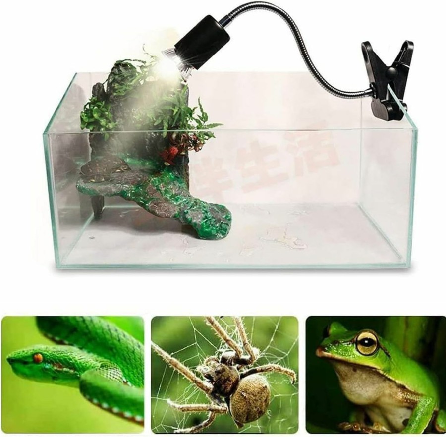 Reptiles & Amphibian Babura | Babura Reptile Heat Lamp Stand,Uva Uvb Basking Spot Fixture Flexible Clamp,Terrarium Habitat Lighting & Holder Stand, Uva Light Bulb Ceramic Pet Heating Holder, Black