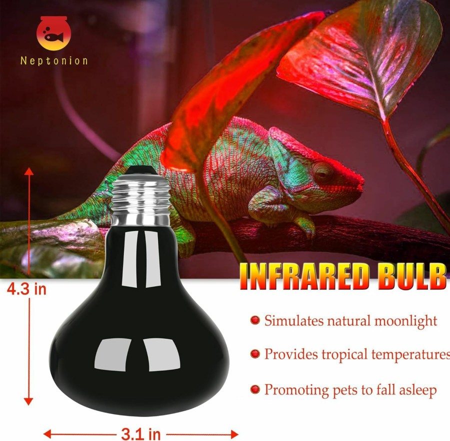 Reptiles & Amphibian NEPTONION | Neptonion 75W Reptile Infrared Heat Lamp, Uva Red Heat Bulb Basking Spot Heating Lamp Suitable For Snake, Chameleon, Bearded Dragon, Spider, Gecko, Lizard