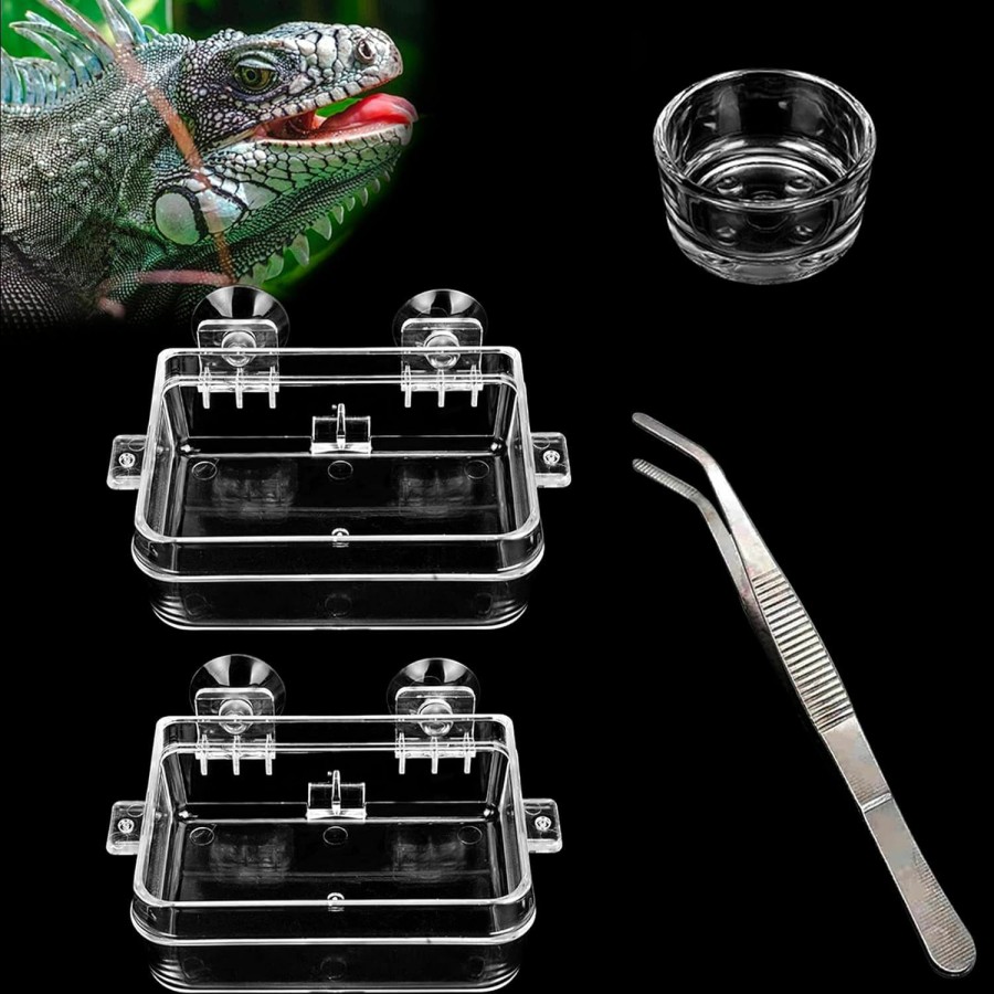 Reptiles & Amphibian IAFVKAI | Iafvkai Reptile Feeder Acrylic Anti Escape Gecko Chameleon Food Water Feeding Bowl Amphibians Worm Feeding Box For Snake Python Spider Lizard Scorpion Insects