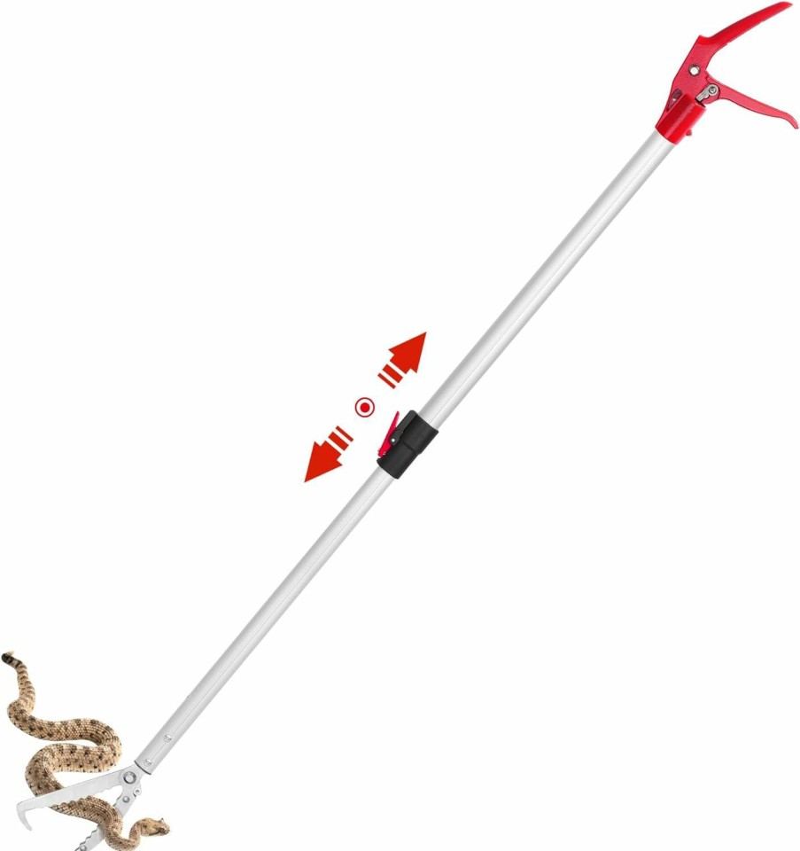 Reptiles & Amphibian ZOTO | Zoto Adjustable Snake Grabber Tool 60 Inches (3.7-5 Feet), Snake Catcher Tongs, Professional Reptile Grabber Rattle Wide Jaw Handling Tool With Lock For Rattlesnake - Aluminum Alloy