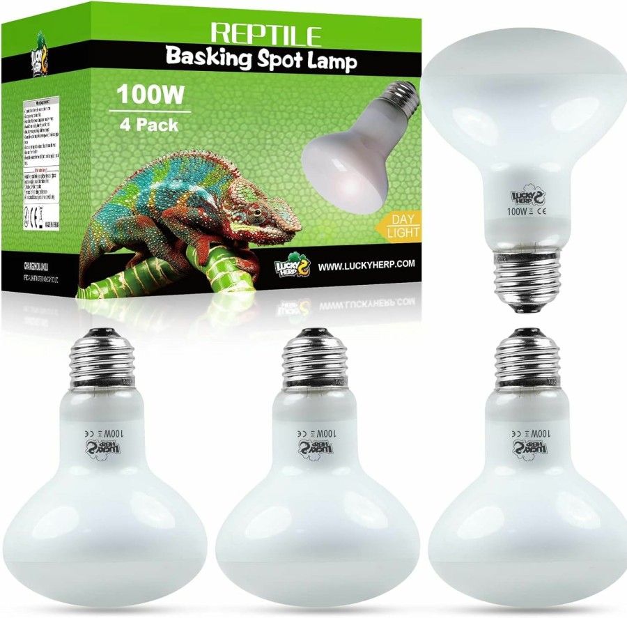 Reptiles & Amphibian LUCKY HERP | Lucky Herp 4 Pack 100W Reptile Heat Lamp Bulb (2Nd Gen), Amphibian Basking Light Bulb, Reptile Daylight Bulb For Turtle, Bearded Dragon, Lizard Heating Use