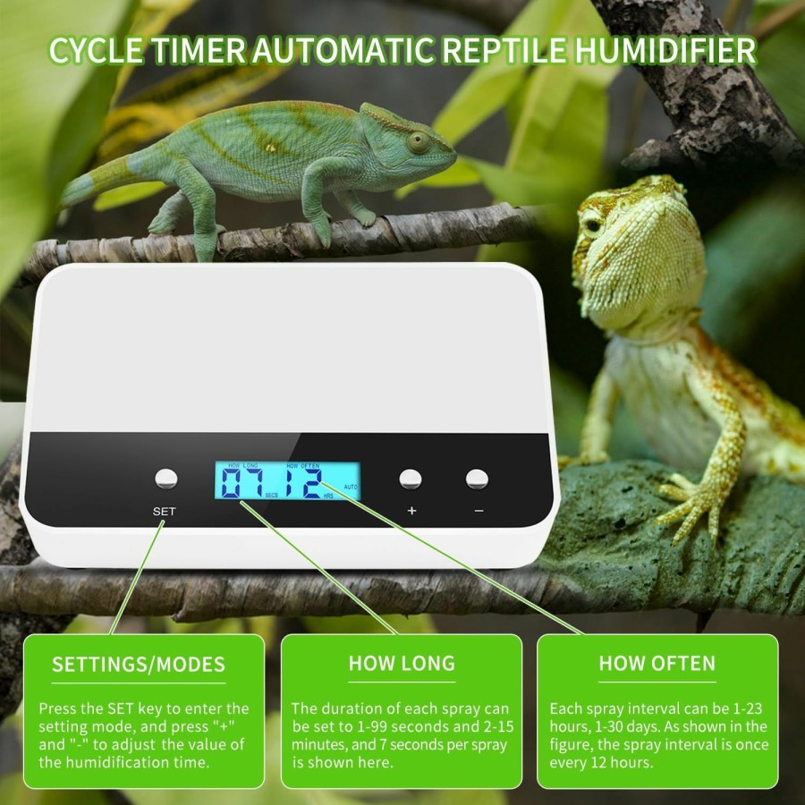 Reptiles & Amphibian RUNWUSHENG | Runwusheng Reptile Humidifier, Lcd With Timing Function, Time Length And Interval Can Be Set, Reptile Spray System With 6 Spray Nozzles,Misting System For Reptiles Of Amphibians, Tanks, Paludarium