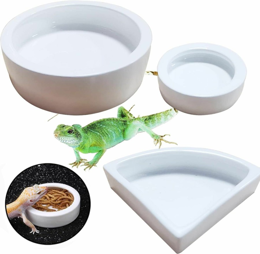 Reptiles & Amphibian PINVNBY | Reptile Food Water Bowl Set Lizard Feeder Ceramics Bowls Worm Live Fodder Container For Bearded Dragon Chameleon Lizard Hermit Crab Gecko Tortoise Spider Pet 3 Pieces