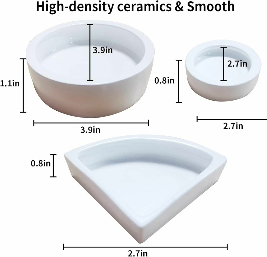 Reptiles & Amphibian PINVNBY | Reptile Food Water Bowl Set Lizard Feeder Ceramics Bowls Worm Live Fodder Container For Bearded Dragon Chameleon Lizard Hermit Crab Gecko Tortoise Spider Pet 3 Pieces