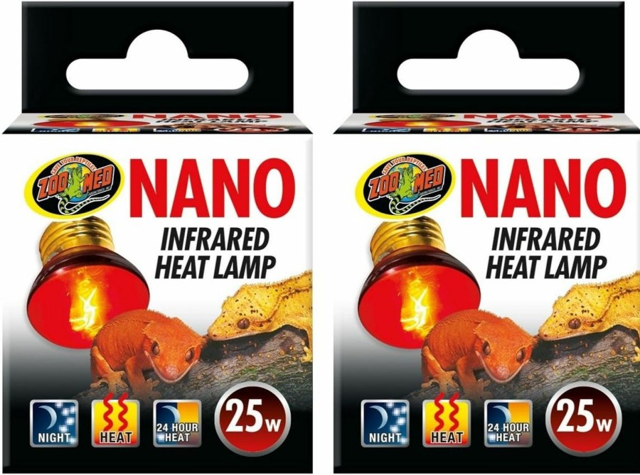 Reptiles & Amphibian Zoo Med | Zoo Med (2 Pack) Nano Infrared Heat Lamp, 25 Watt