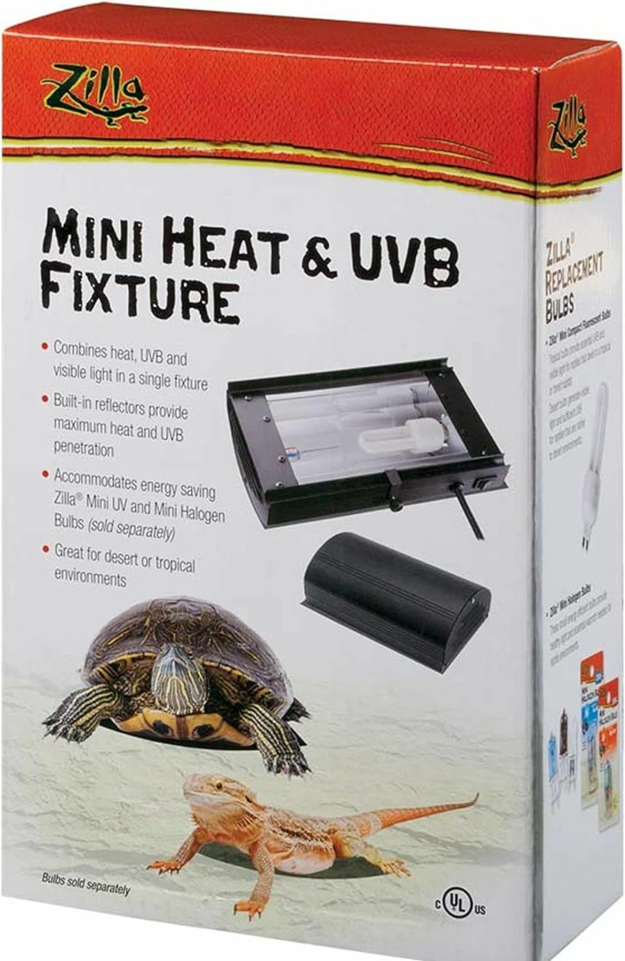 Reptiles & Amphibian Zilla | Zilla Reptile Terrarium Enclosure Mini Heat & Uvb Light Fixture (Bulb Sold Separately), White, 1 Count (Pack Of 1)