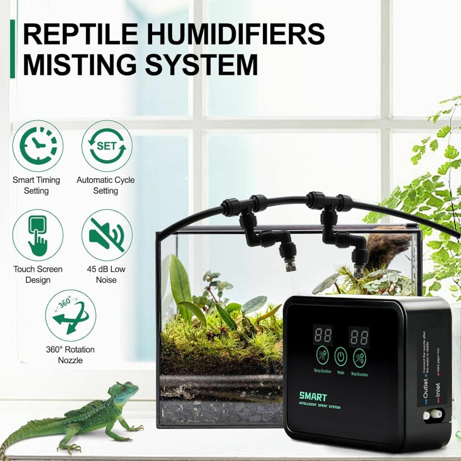 Reptiles & Amphibian MECESOR | Mecesor Reptile Humidifiers Smart Misting System For Reptile Terrariums, Reptile Mister Automatic With Timer, 360 Adjustable Misting Nozzles For Chameleons, Snake, Frog, Turtle, Lizard