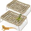 Reptiles & Amphibian Soaoo | Soaoo 2 Pcs Lizard Lounger For Rest Rectangle Reptile Hammock Bed Grass Fibers Bearded Dragon Bed Gecko Climbing Accessories For Habitats Small Animals Guinea Pig Snake Iguana Amphibian Hermit Crab