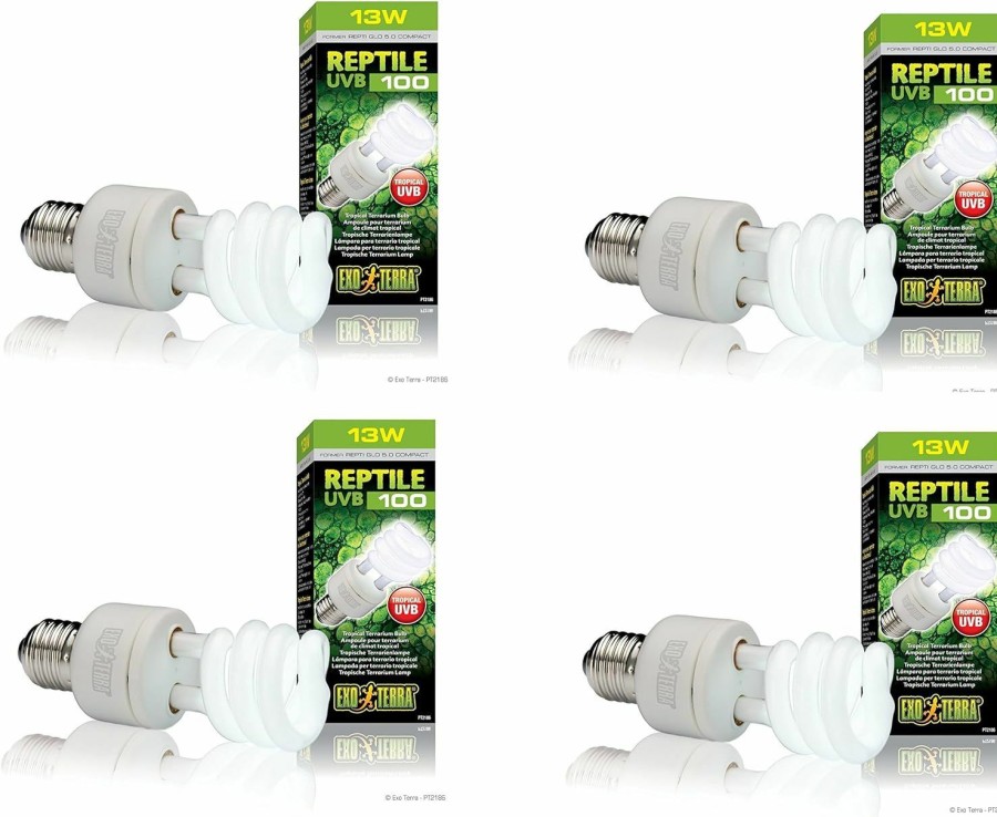 Reptiles & Amphibian Exo Terra | (4 Pack) Exo Terra Repti-Glo 5.0 Compact Fluorescent Tropical Terrarium Lamps, 13 Watt