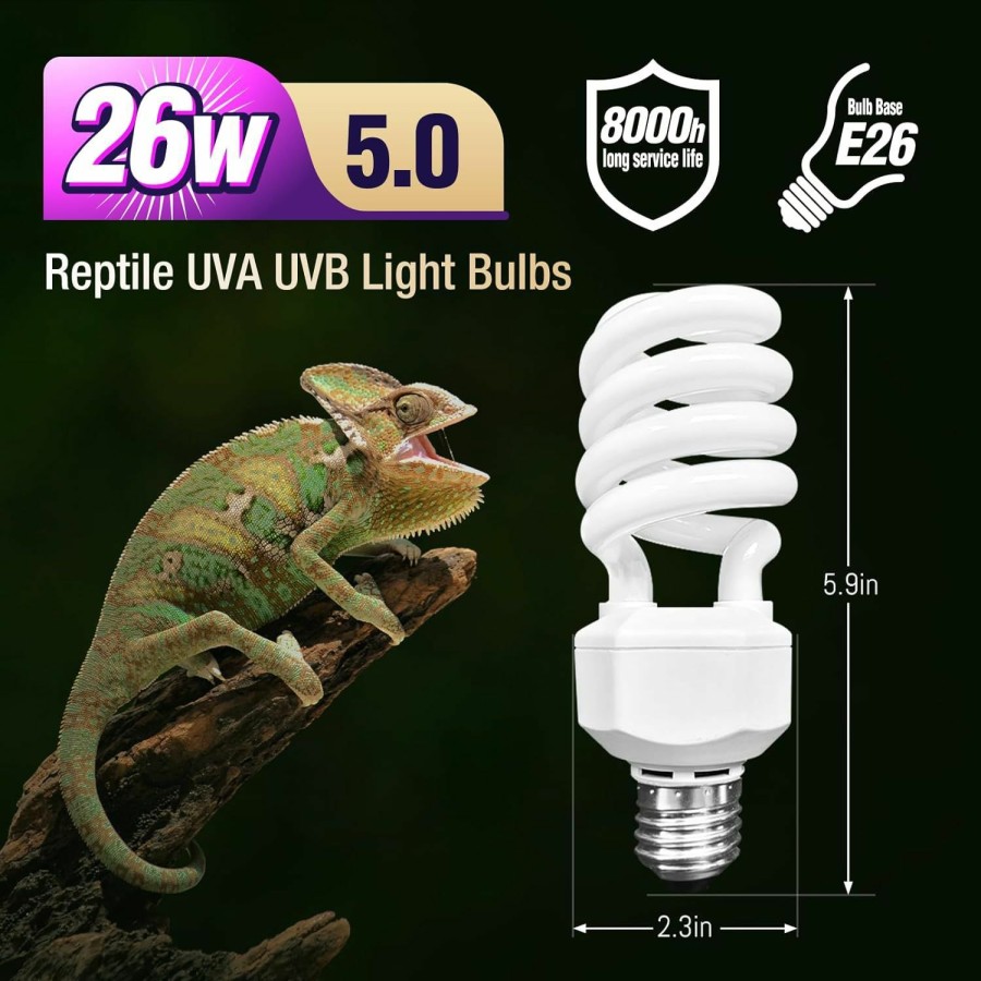 Reptiles & Amphibian Leoterra | Leoterra 13W 10.0 Uvb Fluorescent Lamp Reptile Uva Uvb Light Bulbs Uvb Bulb Reptile Tank Lamp For Bearded Dragons, Lizard, Tortoise,E26 Base Long Service Life,Easy To Install(13W 10.0)