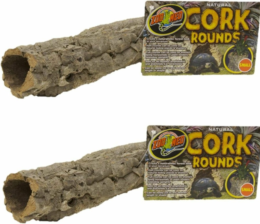 Reptiles & Amphibian Zoo Med | Cork Bark Round For Terrarium [Set Of 2] Size: Small (2' H X 10' W X 10' L)