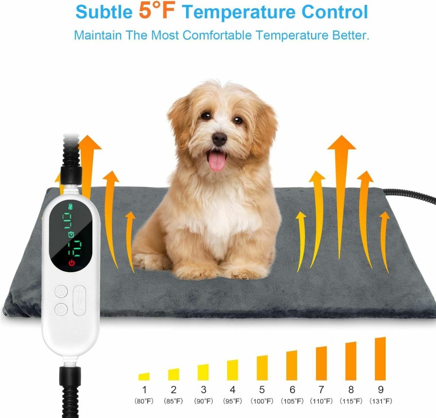 Reptiles & Amphibian Serantzon | Pet Heating Pad For Dogs And Cats,Dog Cat Heating Pad With Auto Timer And Chew Resistant Cord, 9 Adjustable Temperature Waterproof Heated Pet Bed Mat,27.5 X 17.7 Inches…