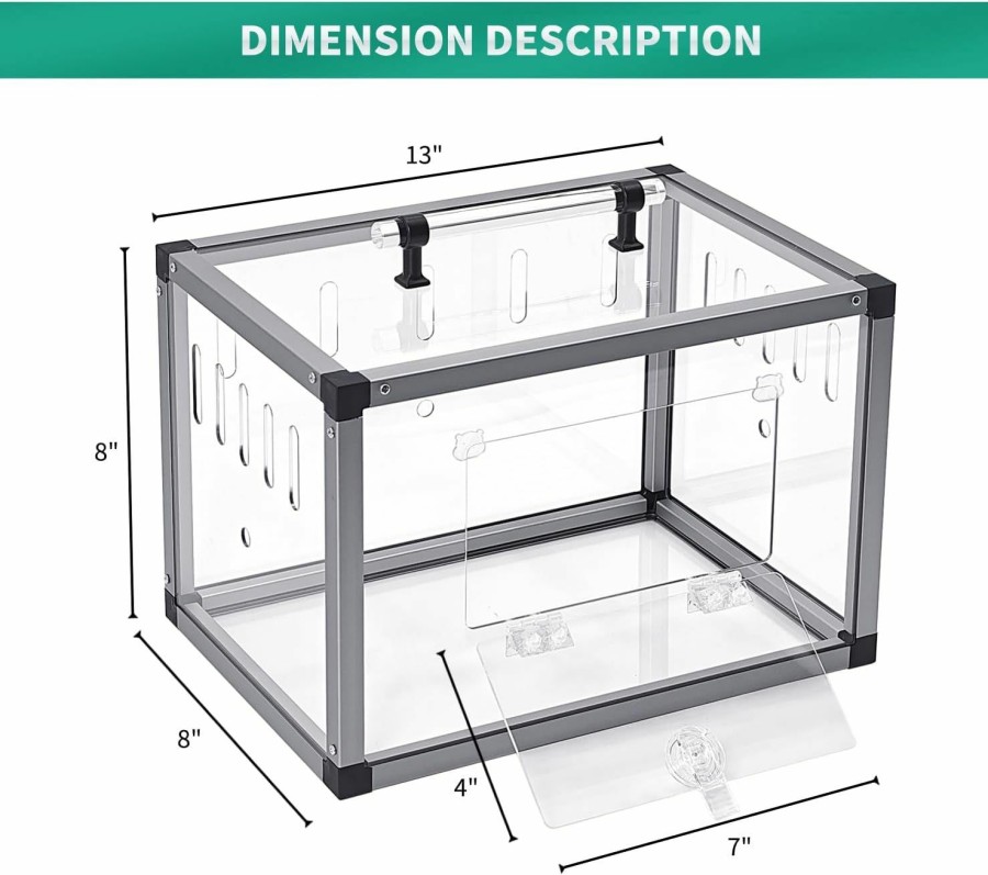 Reptiles & Amphibian AideeGrowth | Aideegrowth Small Animal Carrier, Travel Portable Carrier Cage, Hamster Cage With Aluminum Alloy Frame And Acrylic Boards For Guinea Pig Hedgehog Hamster Rat Parrot Bearded Dragon Lizard Reptile