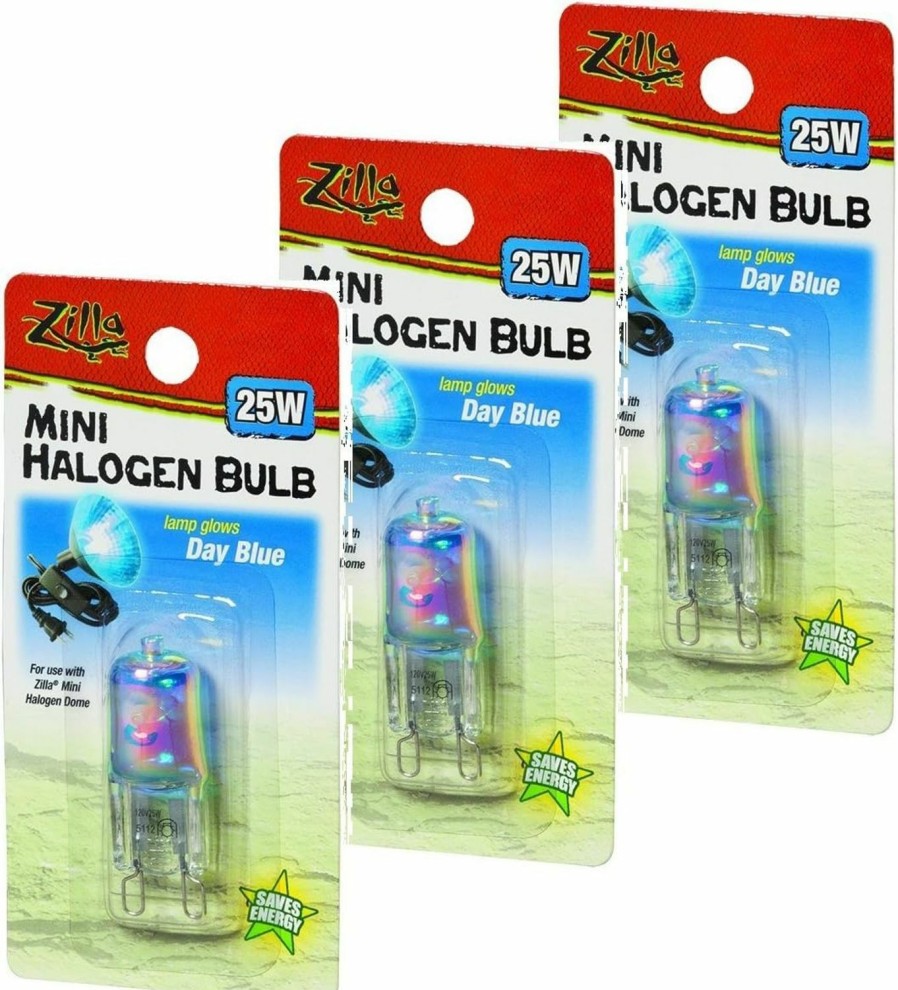 Reptiles & Amphibian Zilla | Zilla Mini Halogen Lamp Reptile Bulb, 25-Watt, Day Blue (3 Pack)