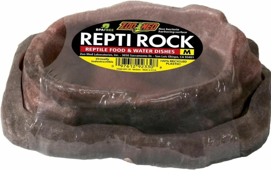 Reptiles & Amphibian Zoo Med | Zoo Med Combo Reptile Rock Food And Water Dish, Large