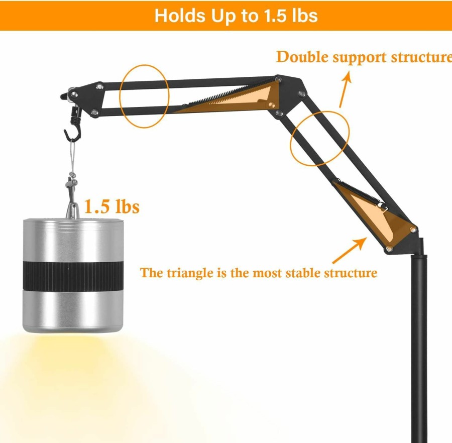 Reptiles & Amphibian coospider-repta | Coospider-Repta Extra Tall Terrarium Heat Lamp With Adjustable Height And Lampshade Reptile Light Stand With Lampshade Bulb Not Included Floor Lamp Holder 250W Max (With Lampshade)