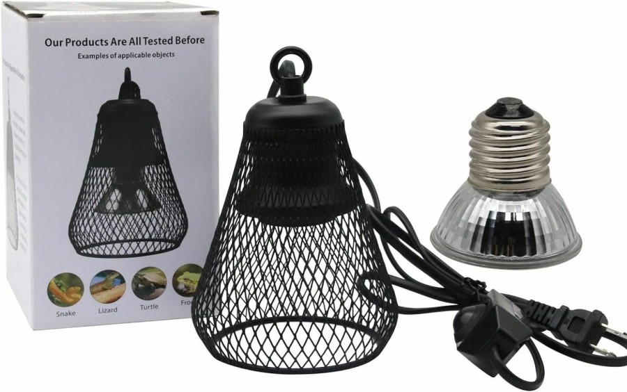 Reptiles & Amphibian Lucky Farm | Lucky Farm Heating Lampshade Reptile Anti-Scald Heater Guard With 25W Uva+Uvb Heating Lamps For Terrarium Chameleon Lizards Snakes