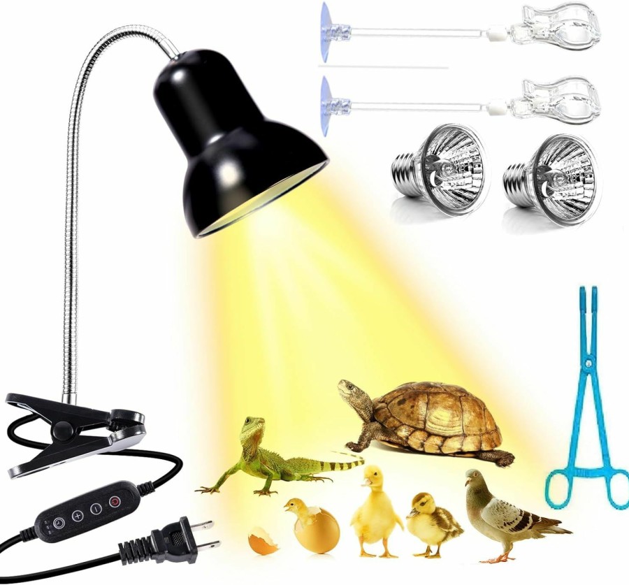 Reptiles & Amphibian AquariumBasics | Reptile Heat Lamp Light, Uva Uvb Reptile Light, Reptile Turtle Heating Lamps For Turtles Tortoise Lizards Snake Bird Or Chick One Terrarium Lamp Light +Two 25W Bulb+2 Clip+1Tweezer