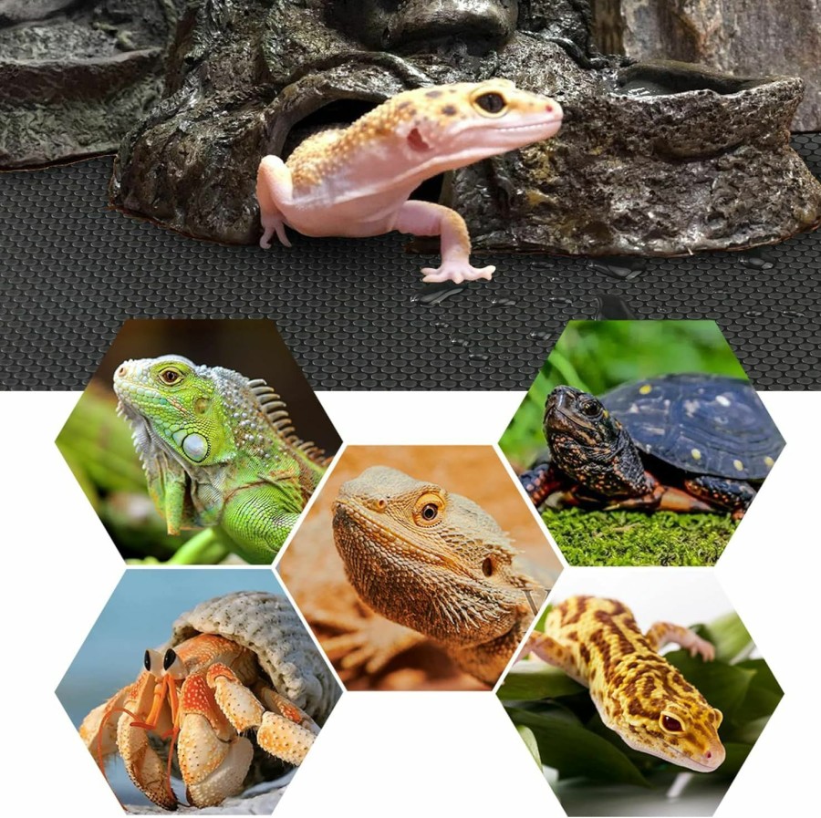 Reptiles & Amphibian Vodolo | Vodolo Bearded Dragon Tank Accessories, Reptile Terrarium Carpet Substrate For Leopard Gecko, Lizard, Iguana, Snake, Tortoise, Non-Adhesive Reptile Habitat Bedding(Black 79Inch)