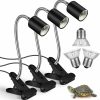 Reptiles & Amphibian Hortsun | 3 Set Reptile Heat Lamp Turtle Lamp Holder Fixture Clamp Basking Spot Lamp Adjustable 50W Uva Uvb Full Spectrum Sun Lamp Sunbathe Heat Bulb For Turtle Snake Aquarium Chameleon Amphibian, Black